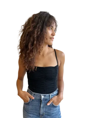Ezra rouched bodysuit in black