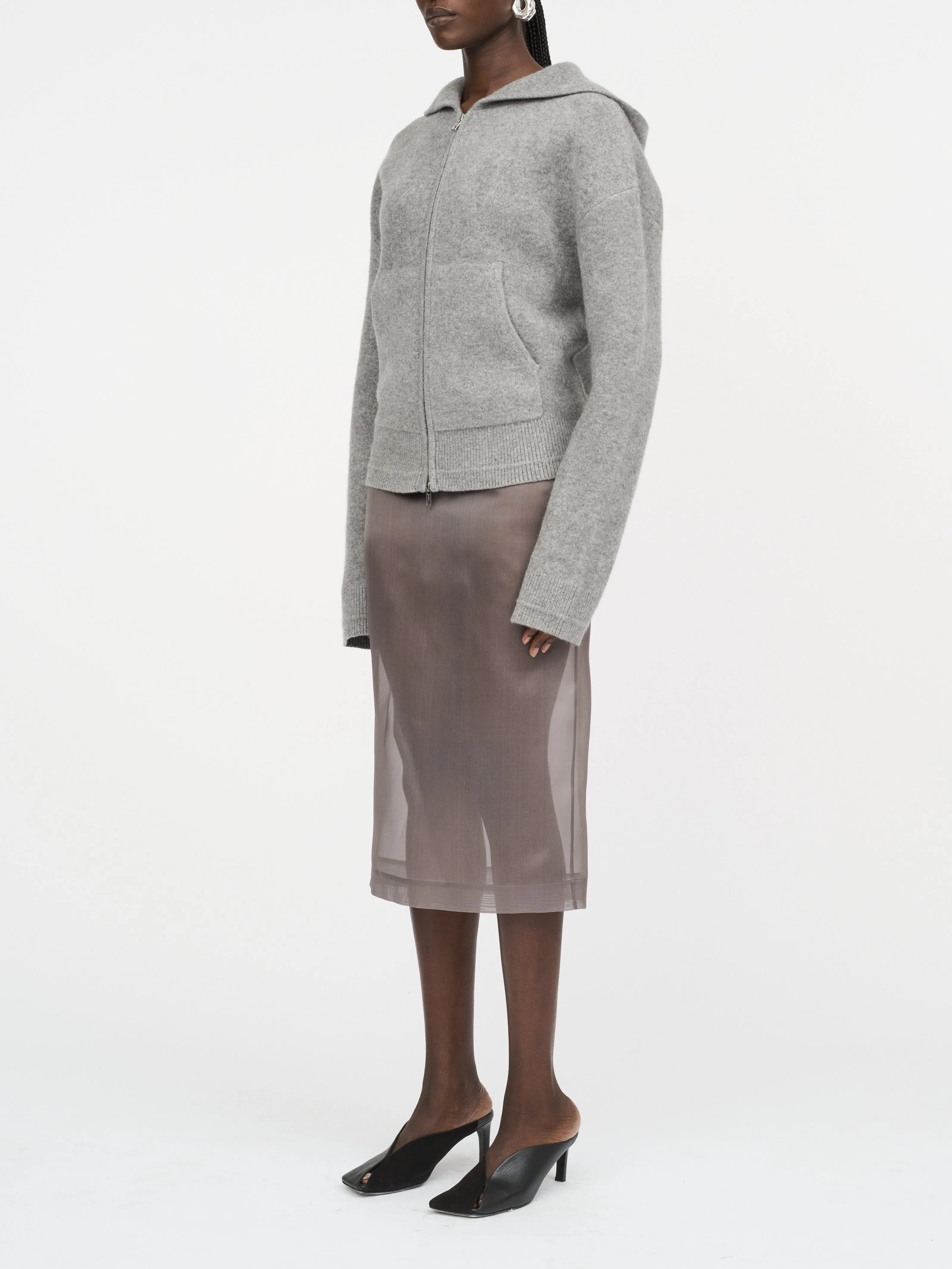 Felted Wool Hoodie in Medium Heather Grey