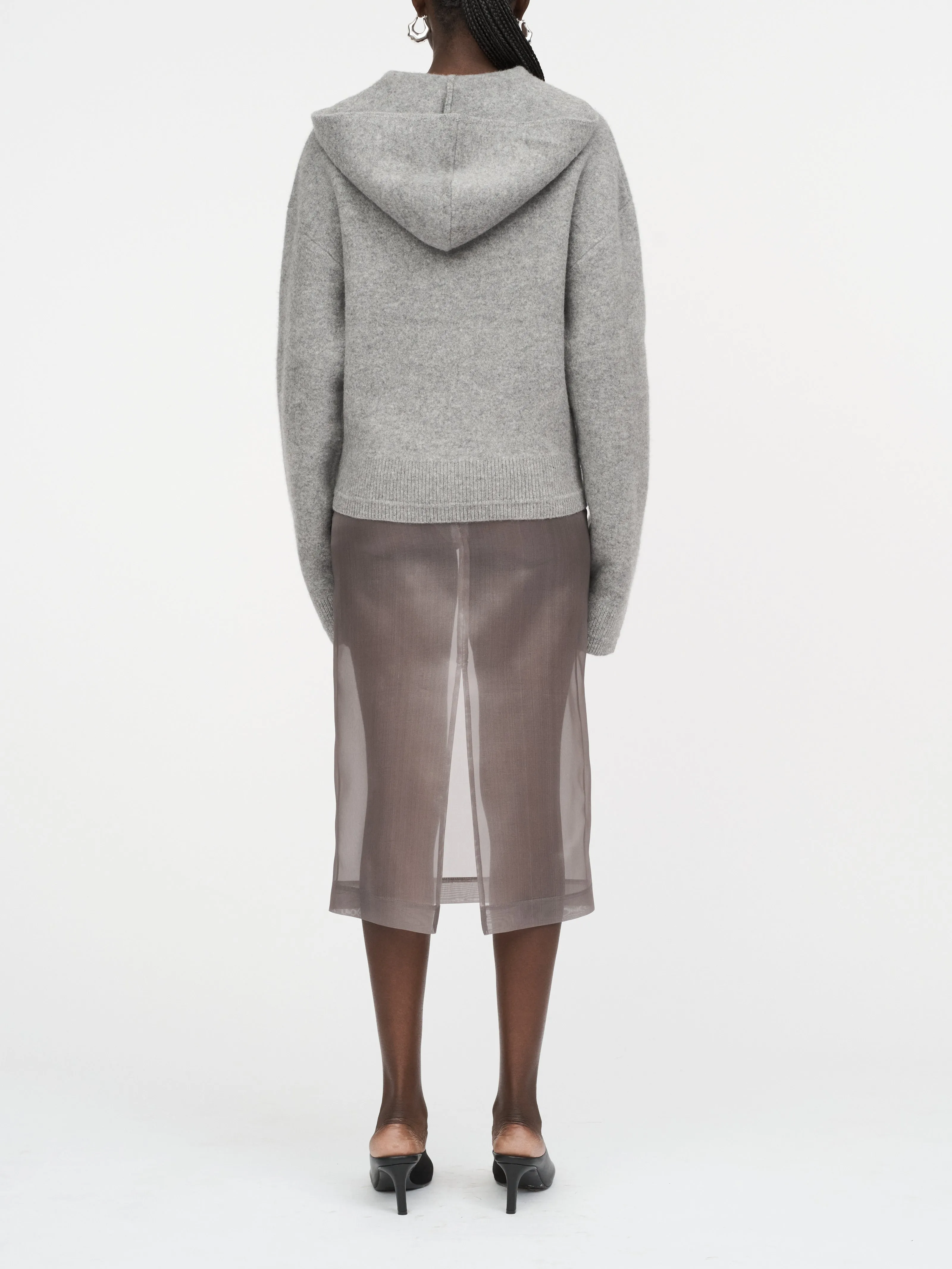 Felted Wool Hoodie in Medium Heather Grey