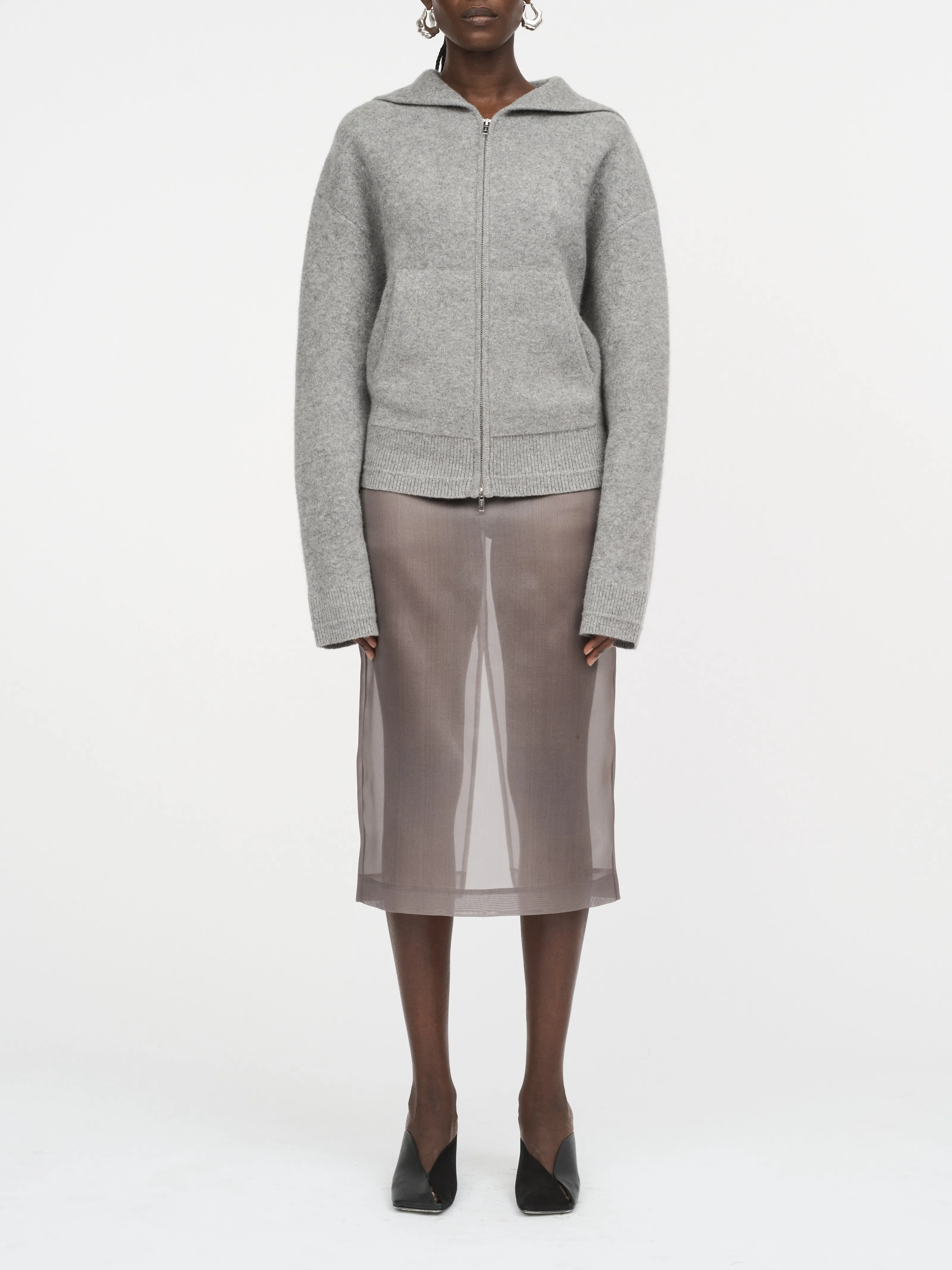 Felted Wool Hoodie in Medium Heather Grey