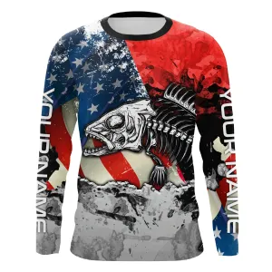 Fish Skeleton Custom name Long Sleeve tournament Fishing jerseys Shirts UPF 30  for Fisherman TTS0133