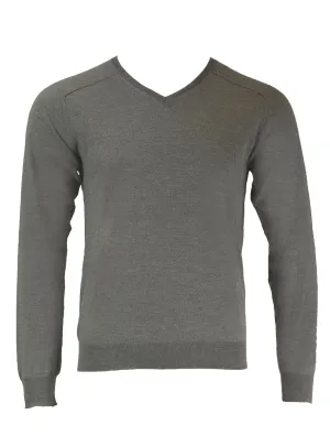 GANT Men's Cobblestone Melange Extra Fine Merino Silk Vee 89023 Size M $205 NWT