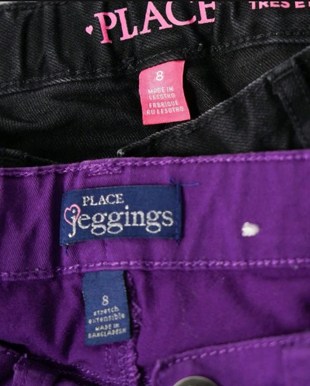 GIRL SIZE 8 YEARS - CHILDREN'S PLACE, 2 Pack Jegging Pants / Jeans EUC B21