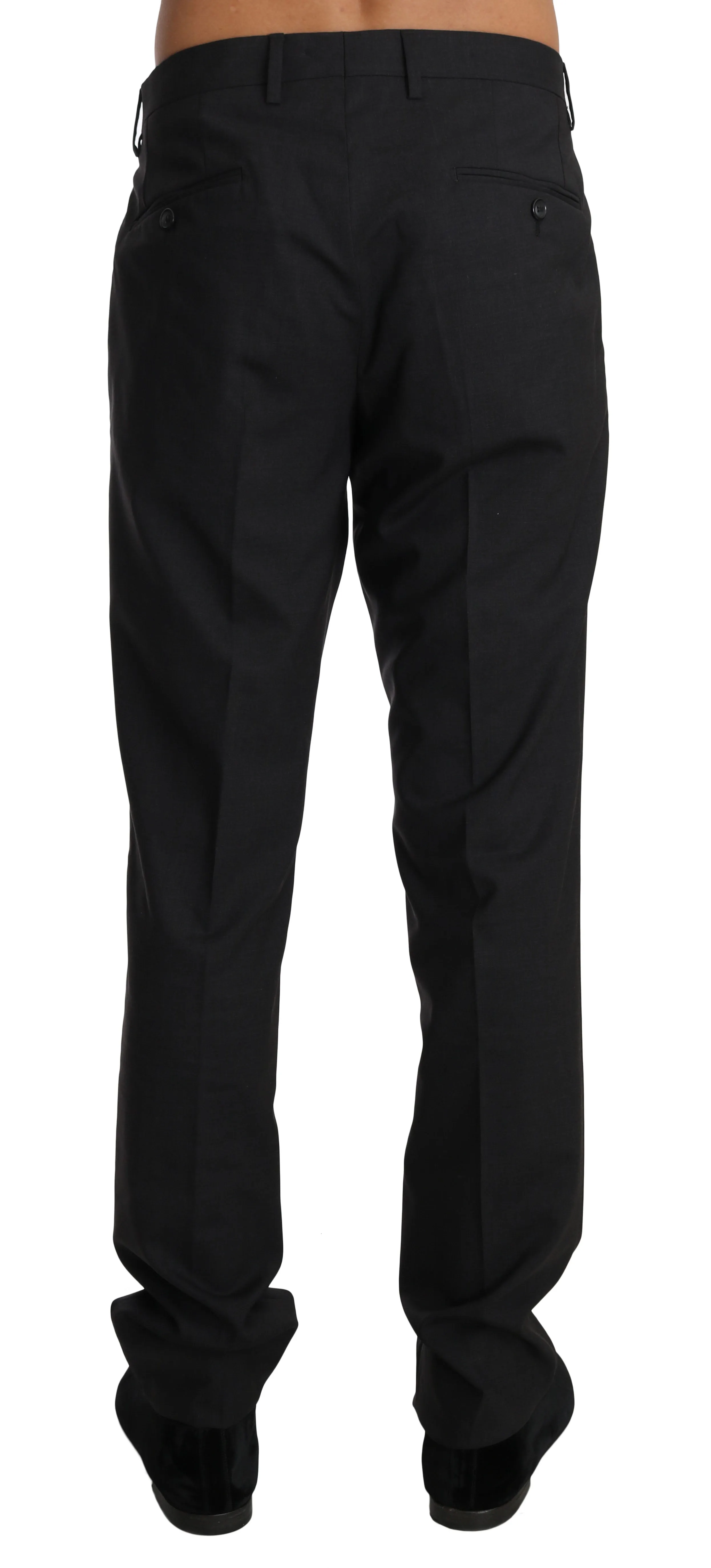 Gray Wool Stretch Formal Trousers Pants