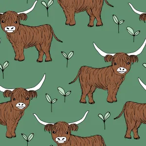 Green Highland Cow Sports Bra