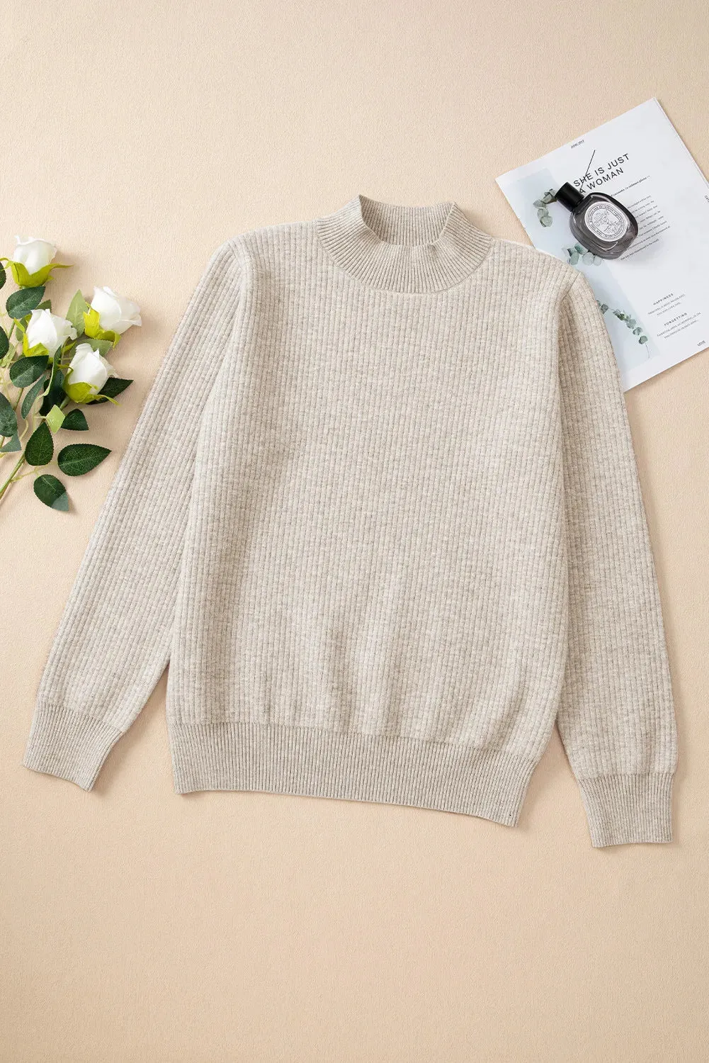 Heidi Fleece Lined Mock Neck Long Sleeve Sweater