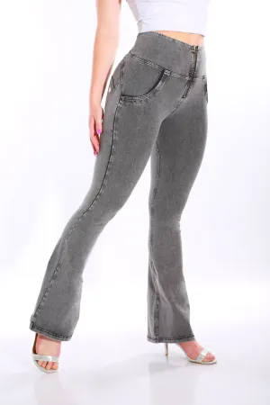 High waist Bootleg Butt lifting Flare Shaping jeans/Jeggings - Black stone