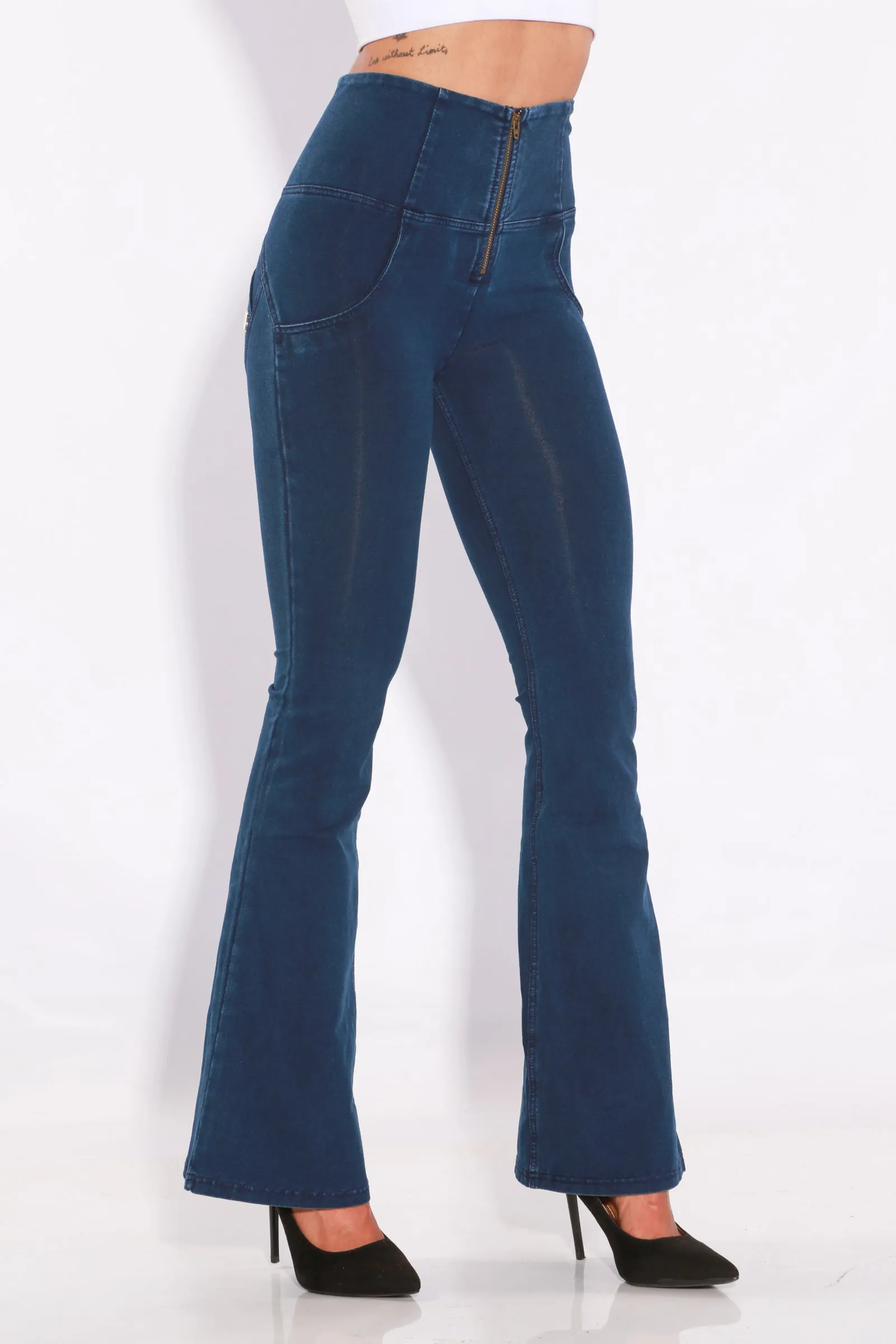 High waist Bootleg Butt lifting Flare Shaping jeans/Jeggings - Dark Blue