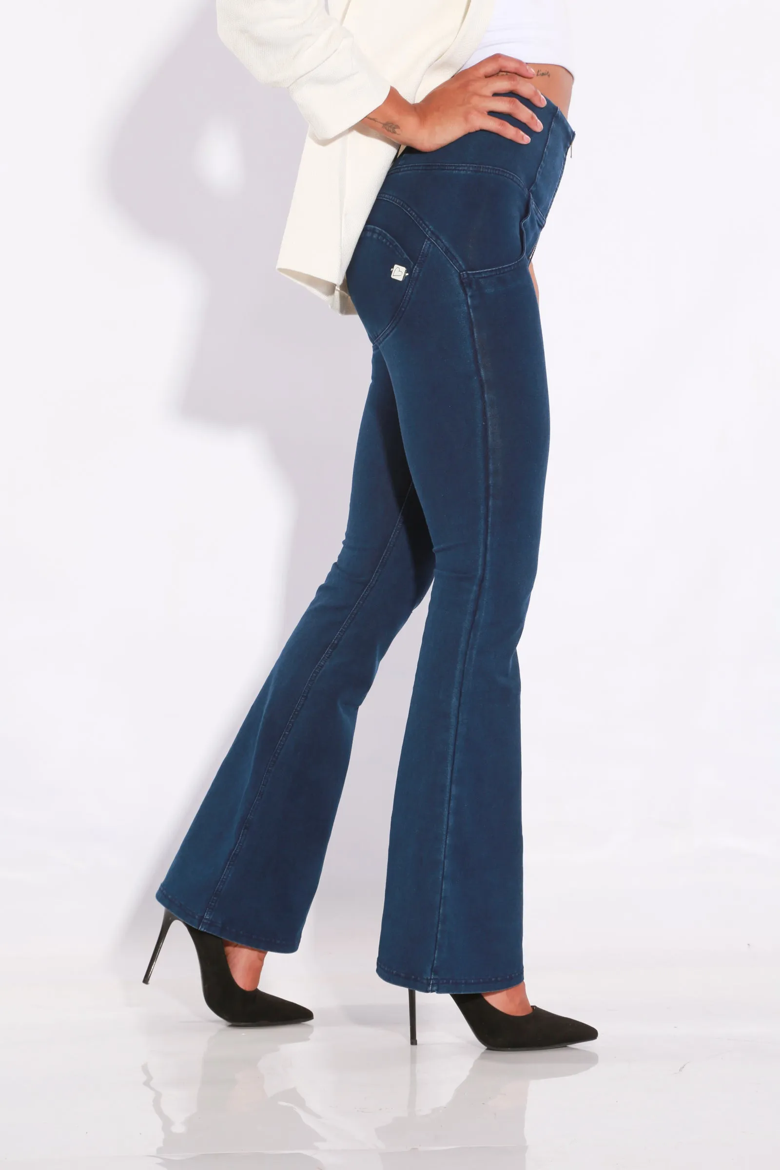 High waist Bootleg Butt lifting Flare Shaping jeans/Jeggings - Dark Blue