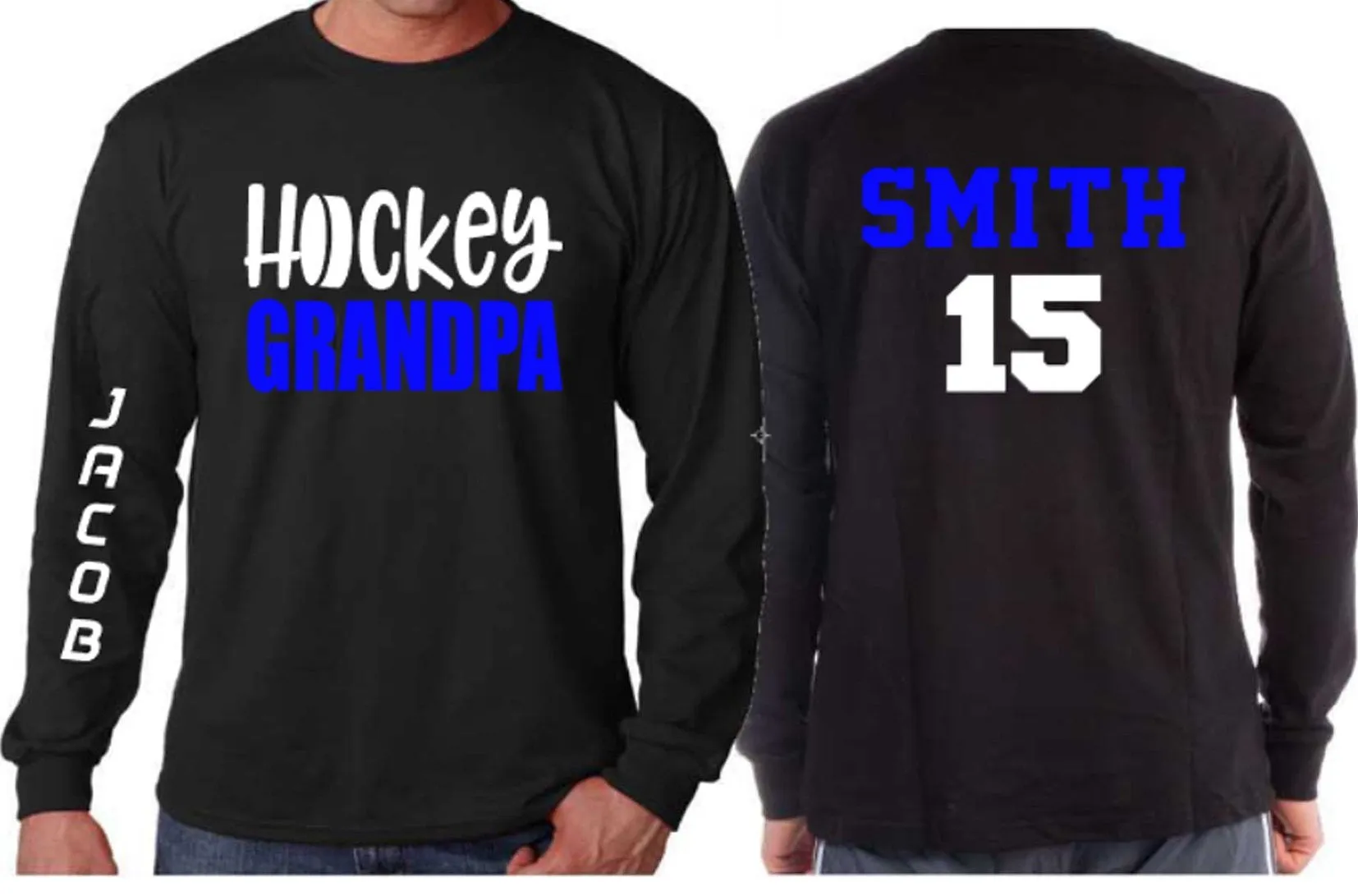 Hockey Shirt | Hockey Grandpa Shirt | Long Sleeve Shirt | Customize Team & Colors