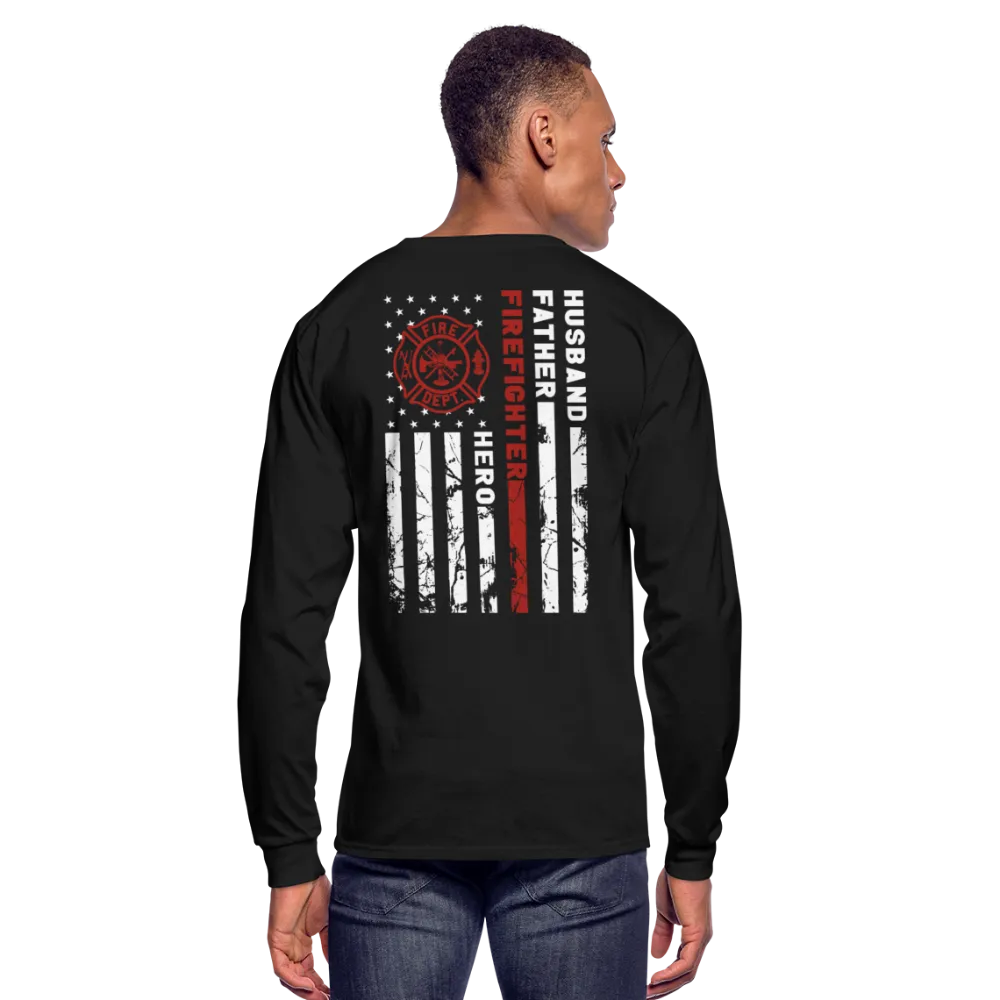 Husband Father Firefighter Hero Men's Long Sleeve T-Shirt (H)
