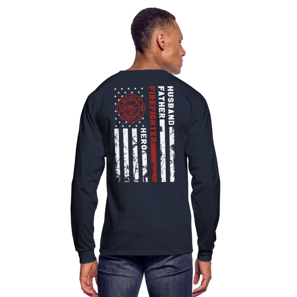 Husband Father Firefighter Hero Men's Long Sleeve T-Shirt (H)