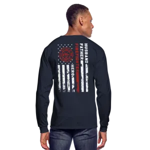 Husband Father Firefighter Hero Men's Long Sleeve T-Shirt (H)