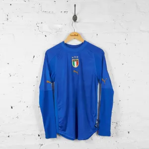 Italy 2004 Home Puma Long Sleeve Football Shirt - Blue - M