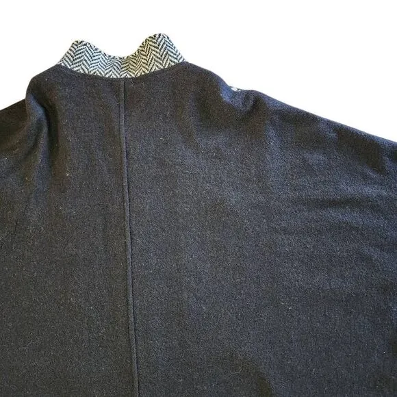 Katie Todd Women's Sweaters, Black &amp; White Houndstooth Plaid Wool Shrug, Sz S/M