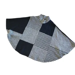 Katie Todd Women's Sweaters, Black &amp; White Houndstooth Plaid Wool Shrug, Sz S/M