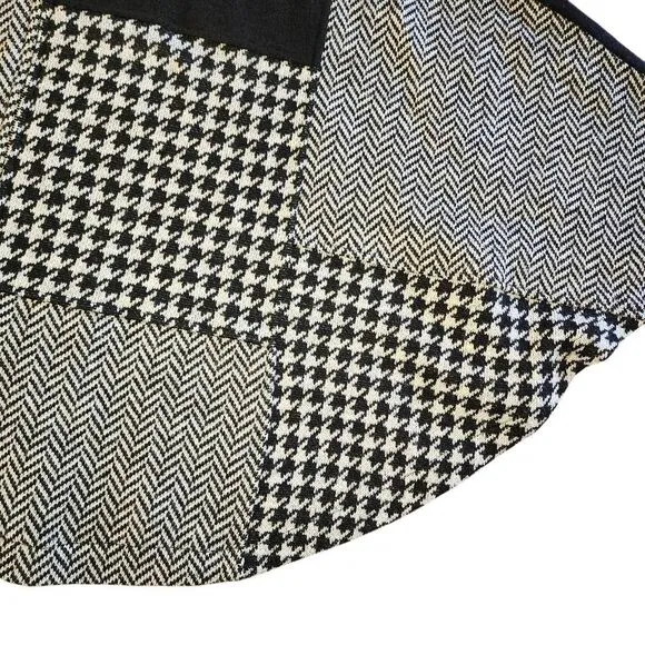 Katie Todd Women's Sweaters, Black &amp; White Houndstooth Plaid Wool Shrug, Sz S/M