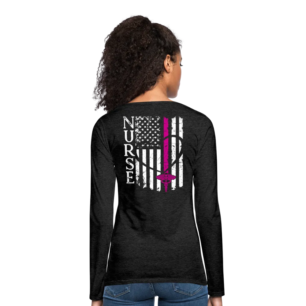 Kelly RN Nurse Flag - RN Sleeve, American Flag Sleeve Women's Premium Long Sleeve T-Shirt