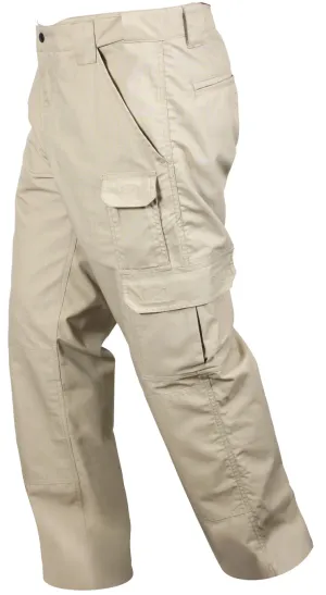Khaki - Tactical Lightweight Duty Field Pants - Poly Cotton Rip-Stop -  Zipper Fly