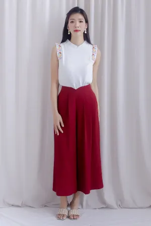 Kydra Curve In Waist Pants In Wine Red