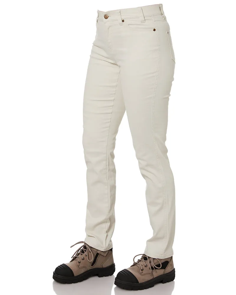 Ladies Cotton Stretch Jeans - Bone