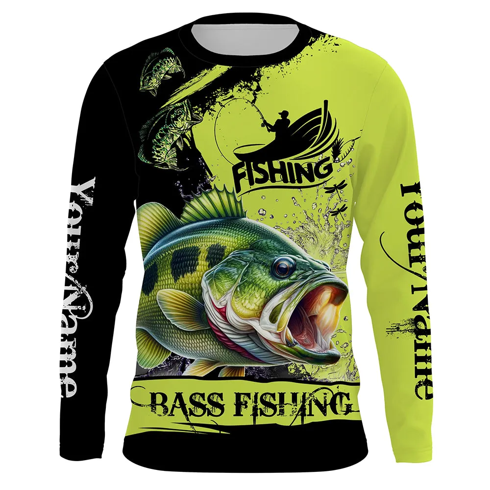 Largemouth Bass fishing black and green Custom name fishing jerseys | Long sleeve, Long Sleeve Hooded NPQ861