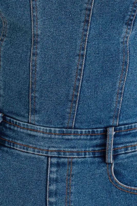 LE LIS Tube Denim Jumpsuit