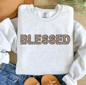 Leopard Print Blessed Women's Graphic Sweatshirt