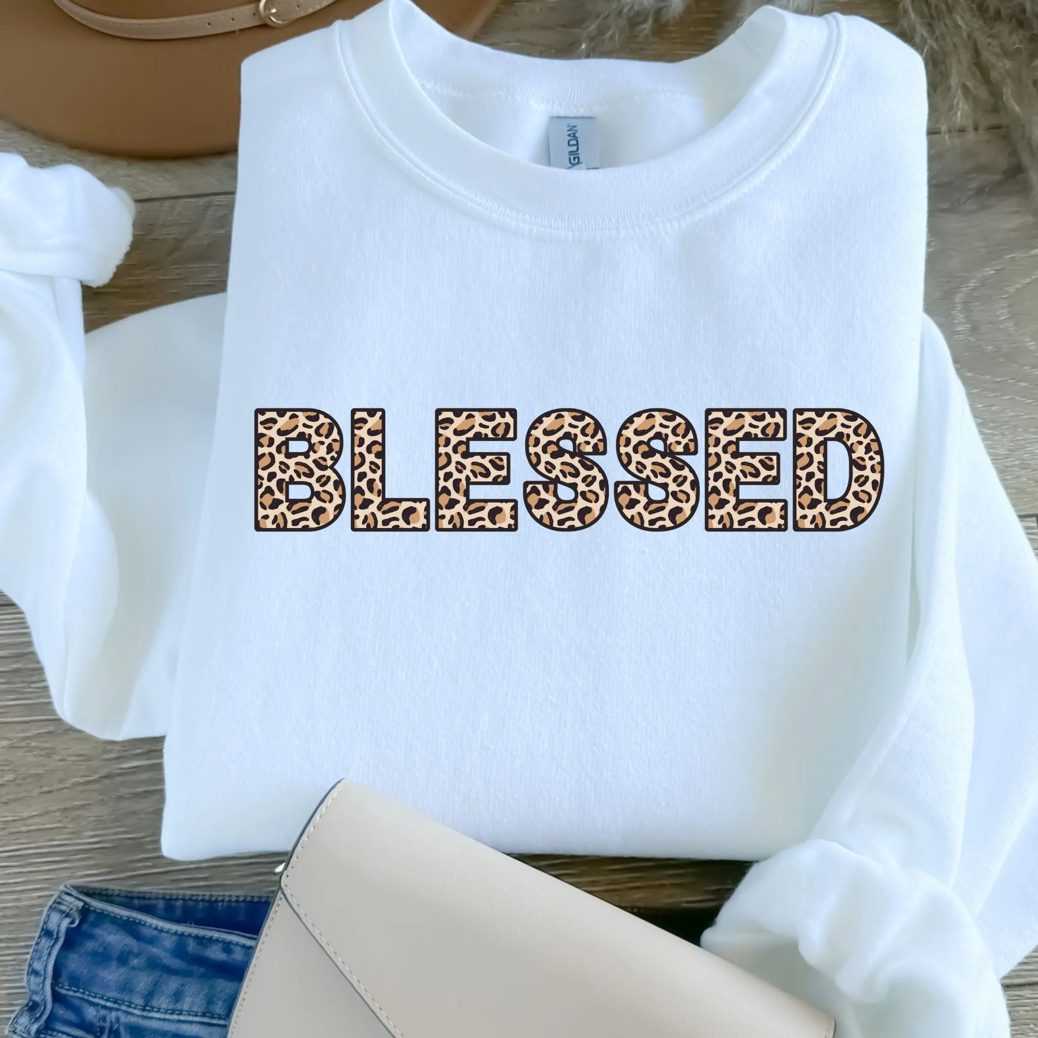 Leopard Print Blessed Women's Graphic Sweatshirt
