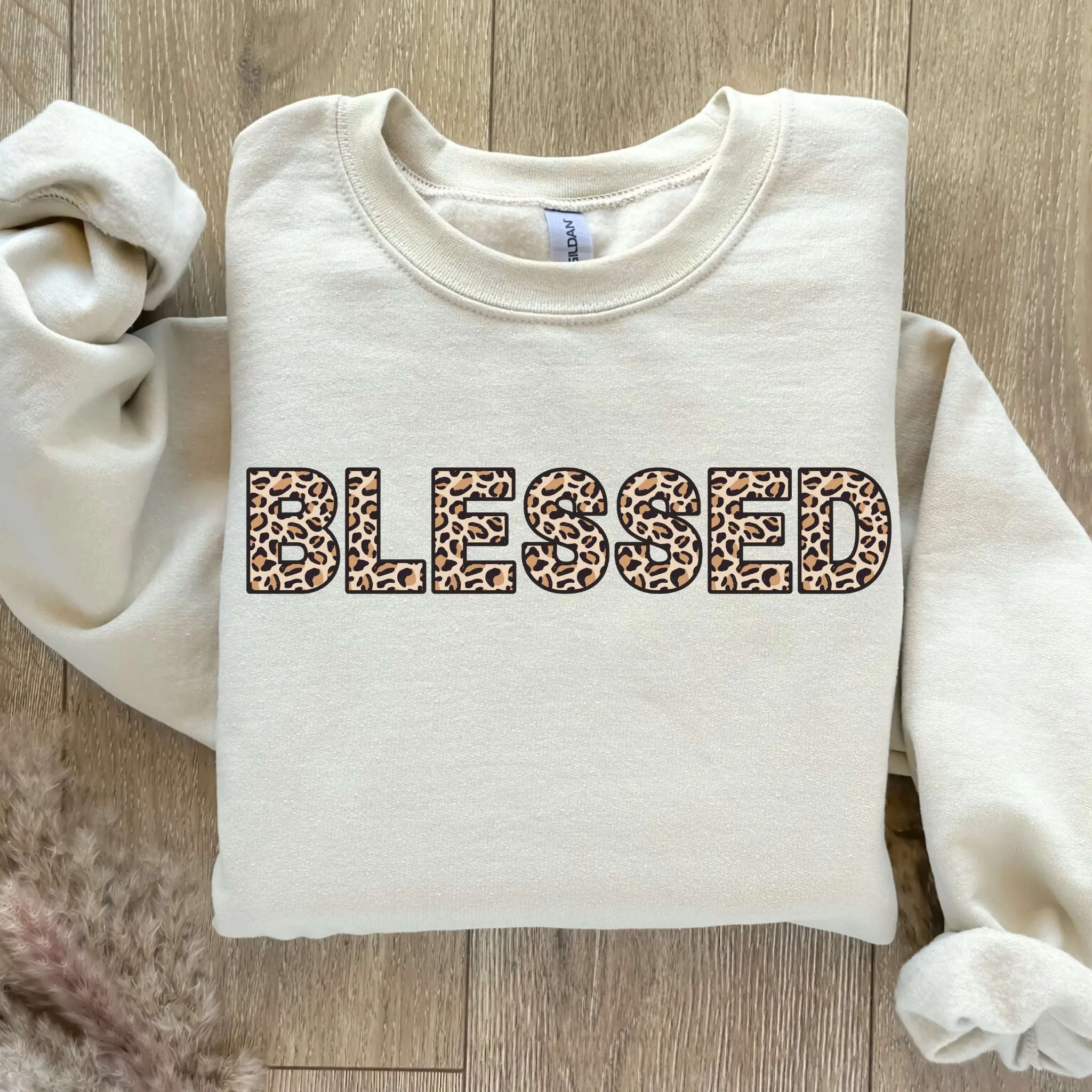 Leopard Print Blessed Women's Graphic Sweatshirt