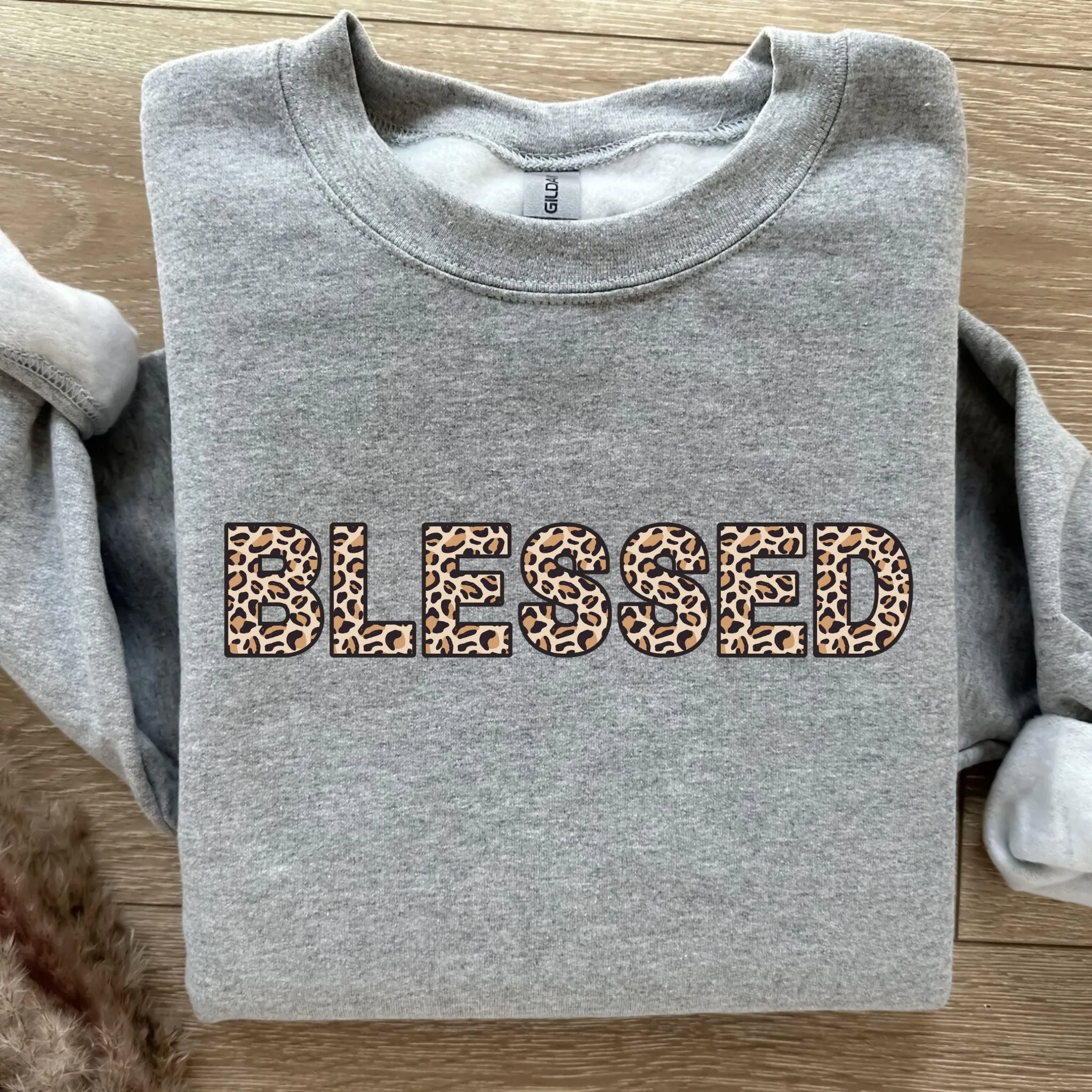 Leopard Print Blessed Women's Graphic Sweatshirt
