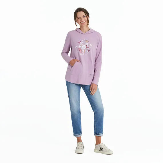 Life is Good Women's Butterfly and Floral Compass Crusher Flex Hoodie Tunic
