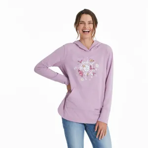 Life is Good Women's Butterfly and Floral Compass Crusher Flex Hoodie Tunic