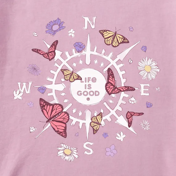 Life is Good Women's Butterfly and Floral Compass Crusher Flex Hoodie Tunic
