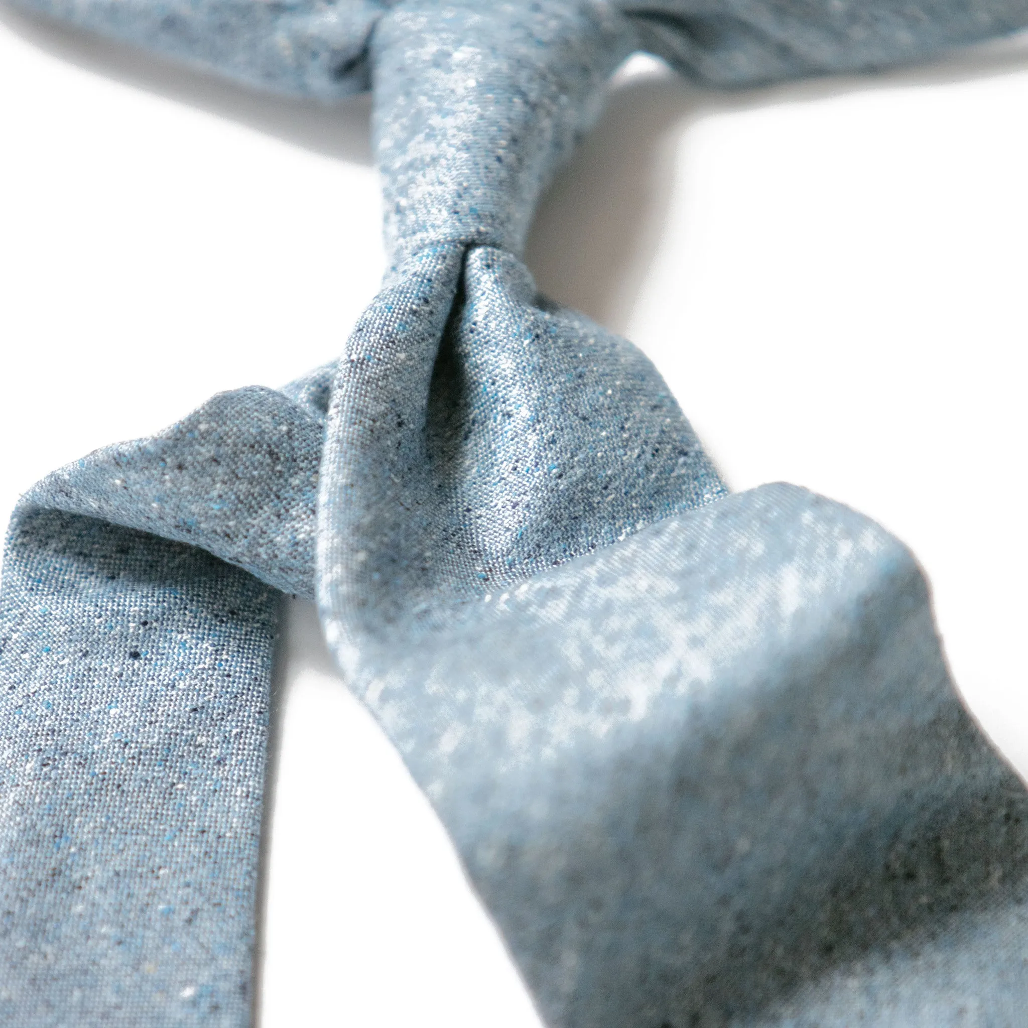 Light Blue Speckled Silk and Cotton Tie