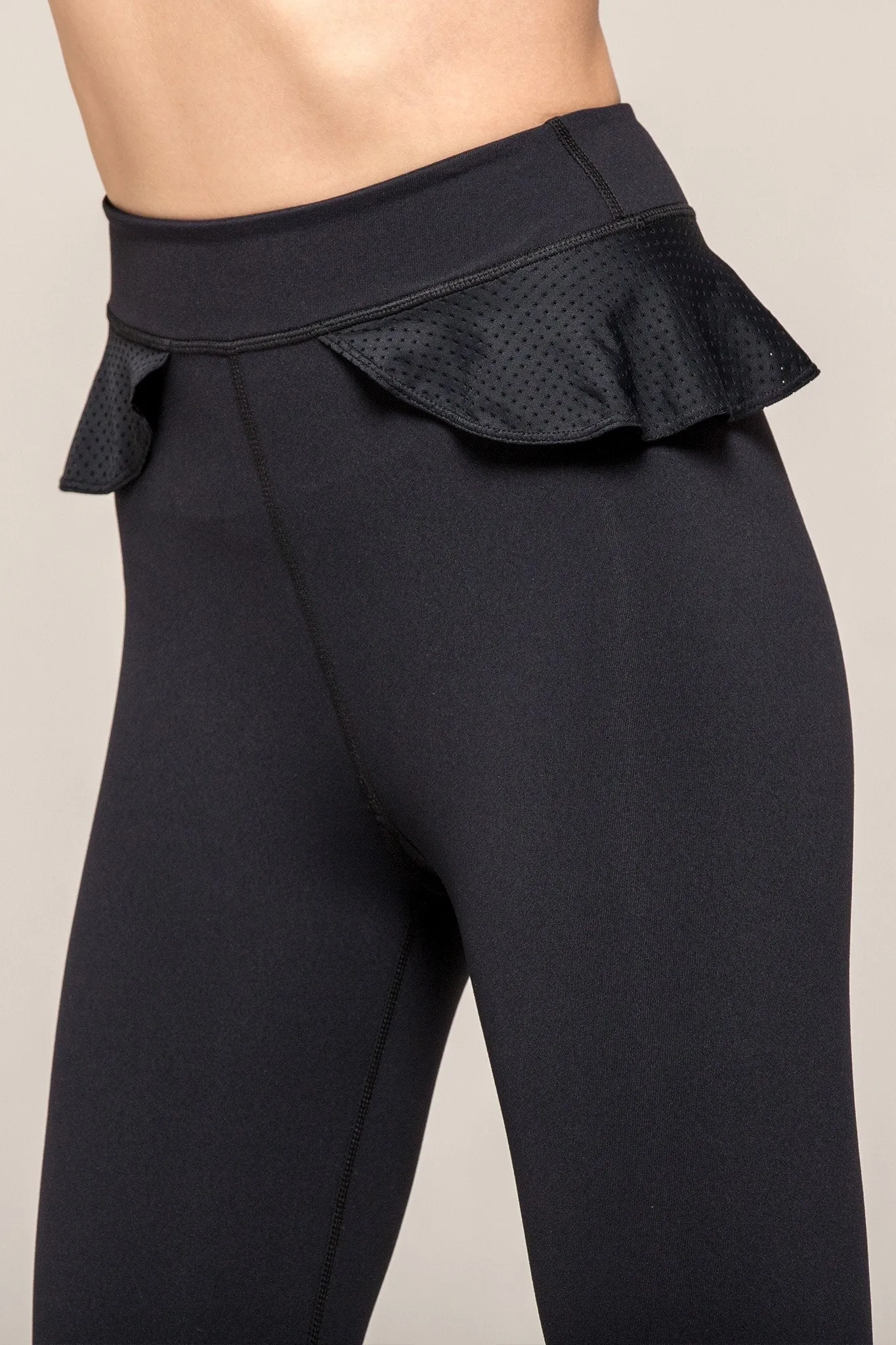LILY ANKLE CROPS, BLACK/PERFORATED BLACK