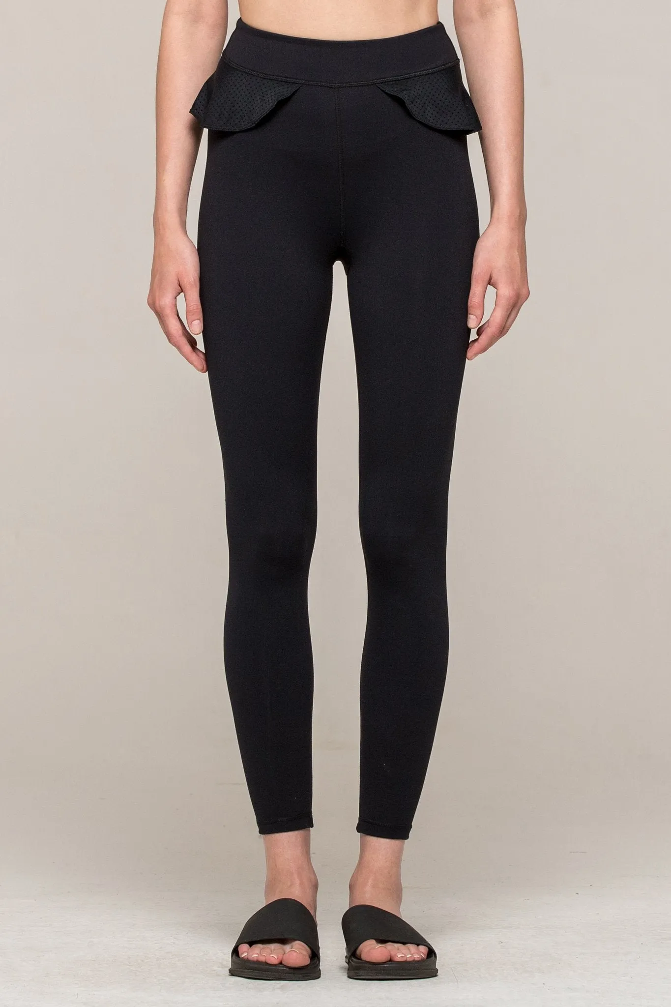 LILY ANKLE CROPS, BLACK/PERFORATED BLACK