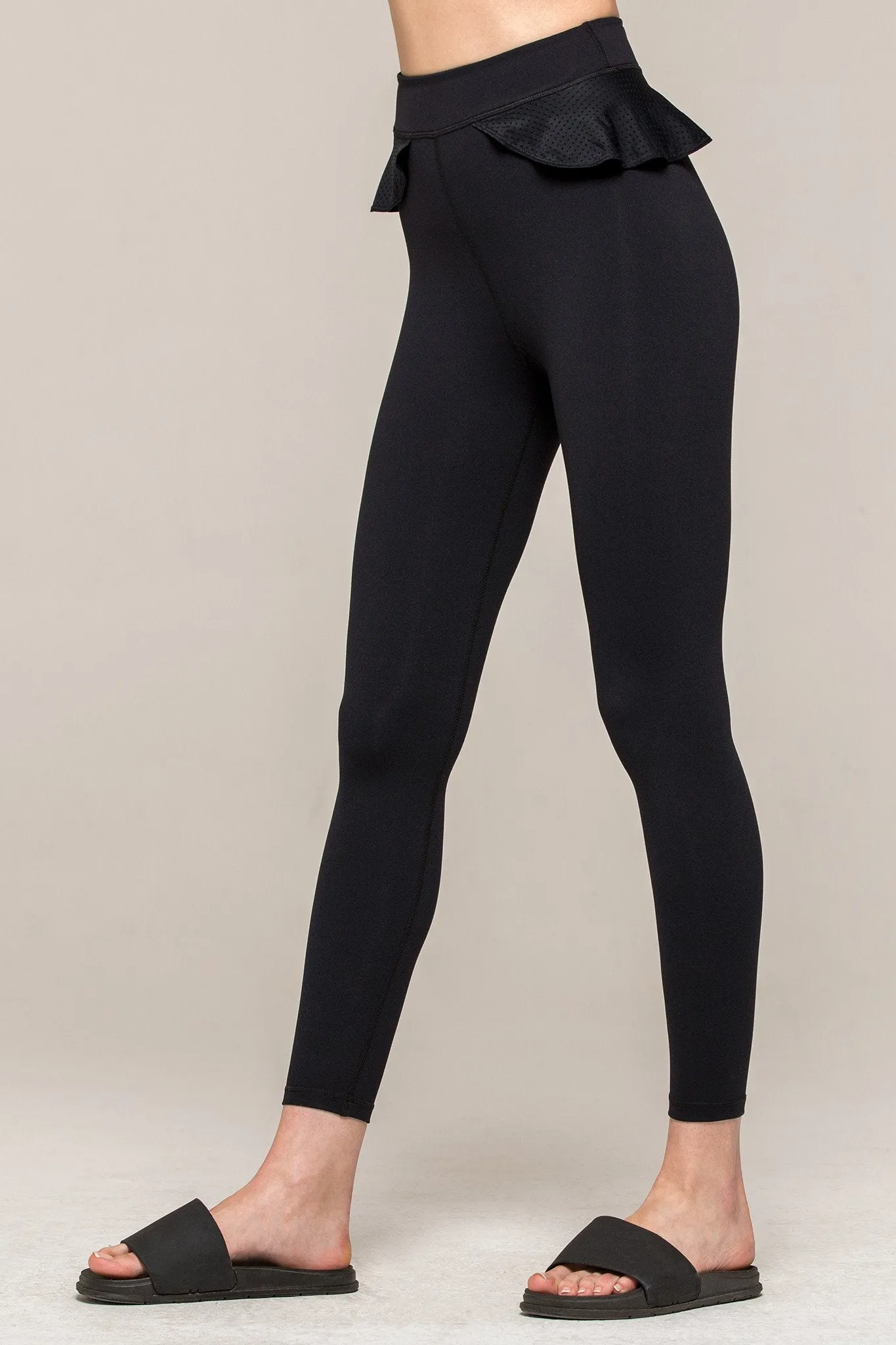 LILY ANKLE CROPS, BLACK/PERFORATED BLACK