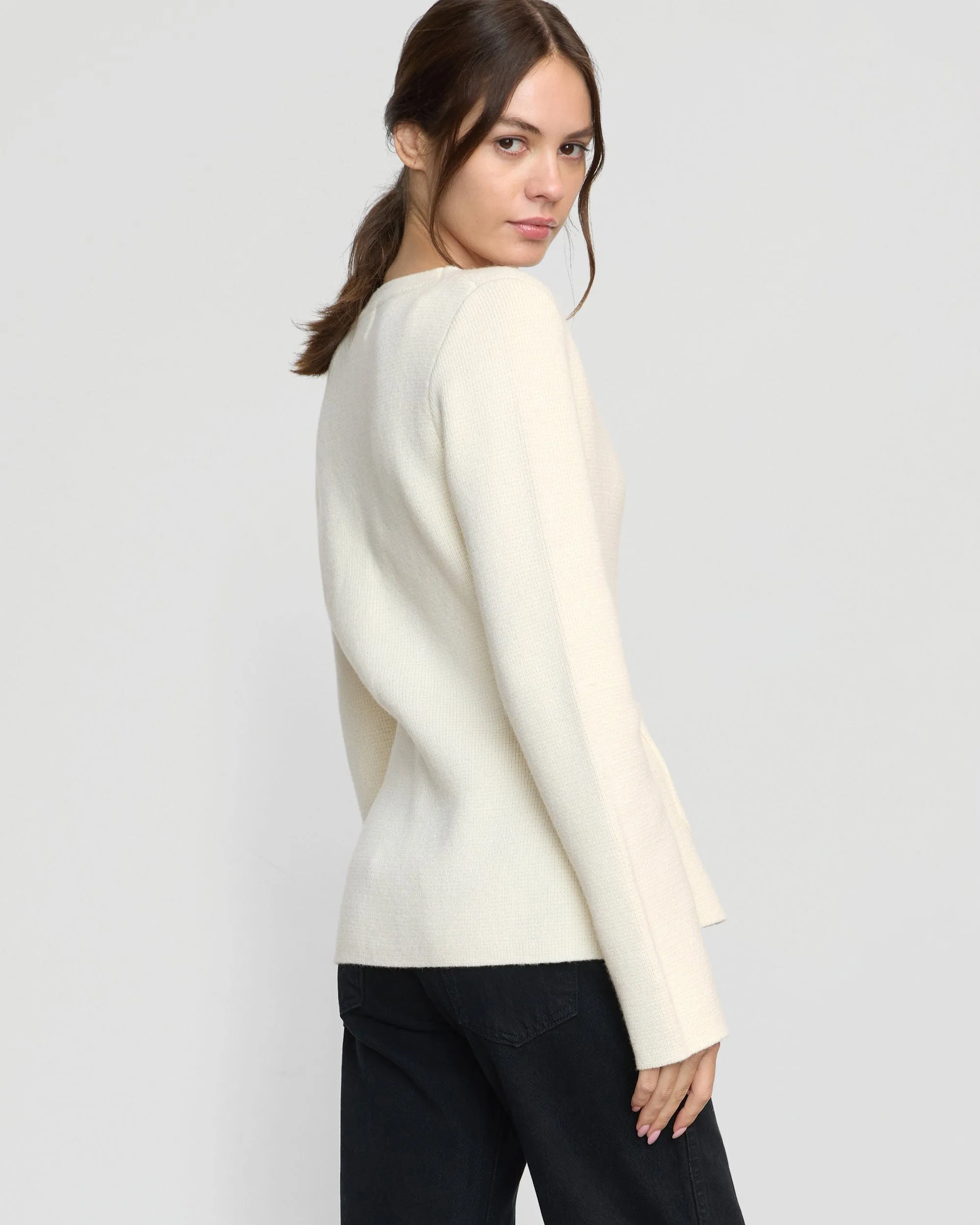 Maeve Organic Cotton-Wool V-Neck Cardigan