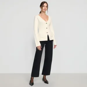 Maeve Organic Cotton-Wool V-Neck Cardigan