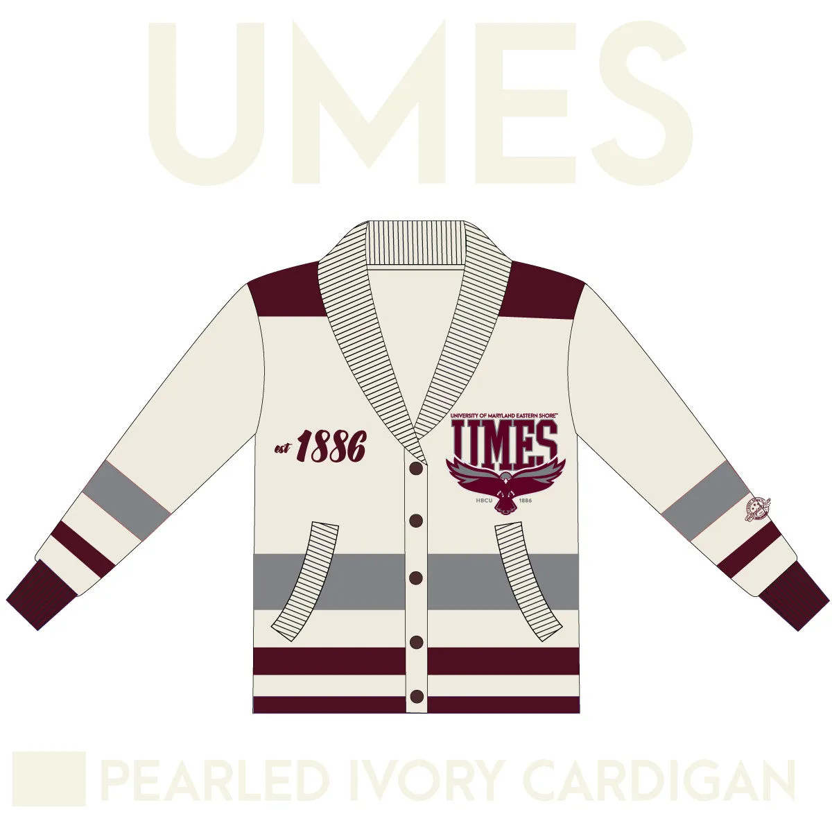 Maryland Eastern Shore | UMES Cardigan PEARLED IVORY