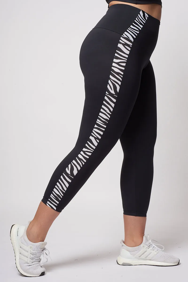 Medium Compression 7/8 Waisted Leggings with Zebra Inset