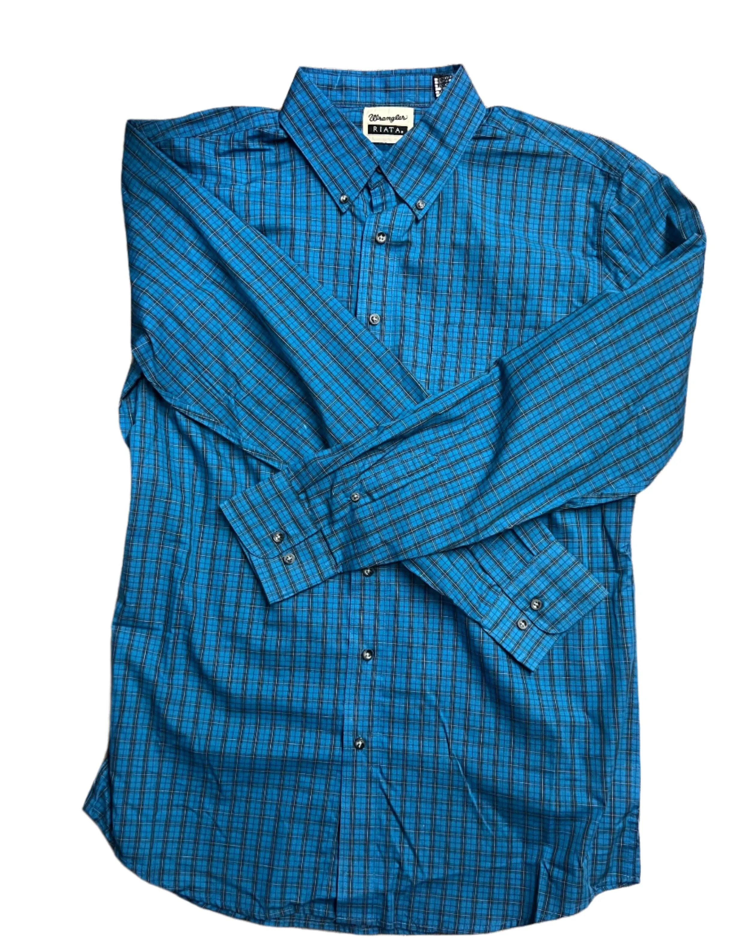 MENS BLUE CHECK RIATA LONG SLEEVE SHIRT