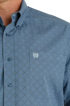 MENS CINCH LIGHT BLUE PRINT L/S
