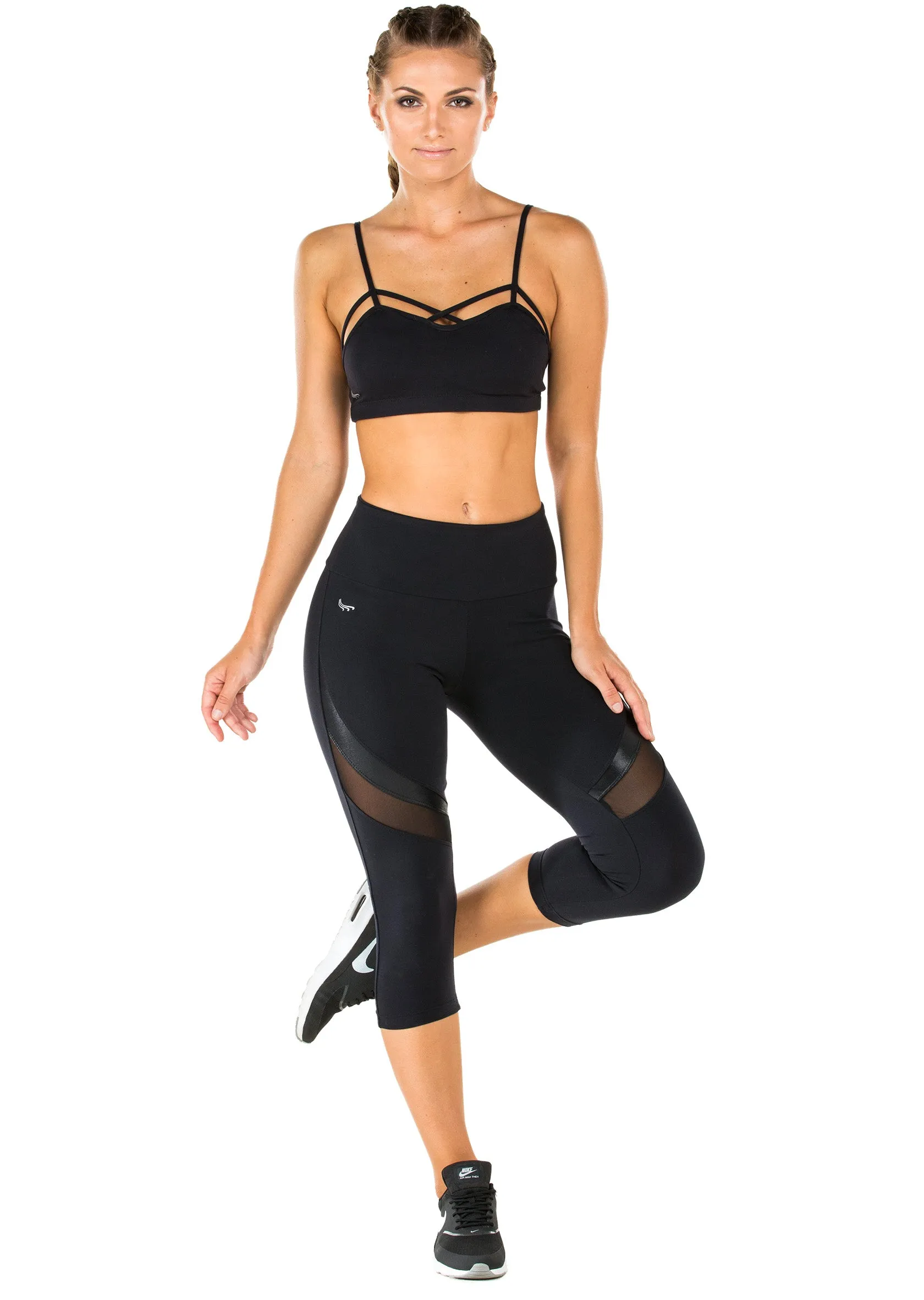 Mesh & Gloss Supplex Compress Leggings - Under knee