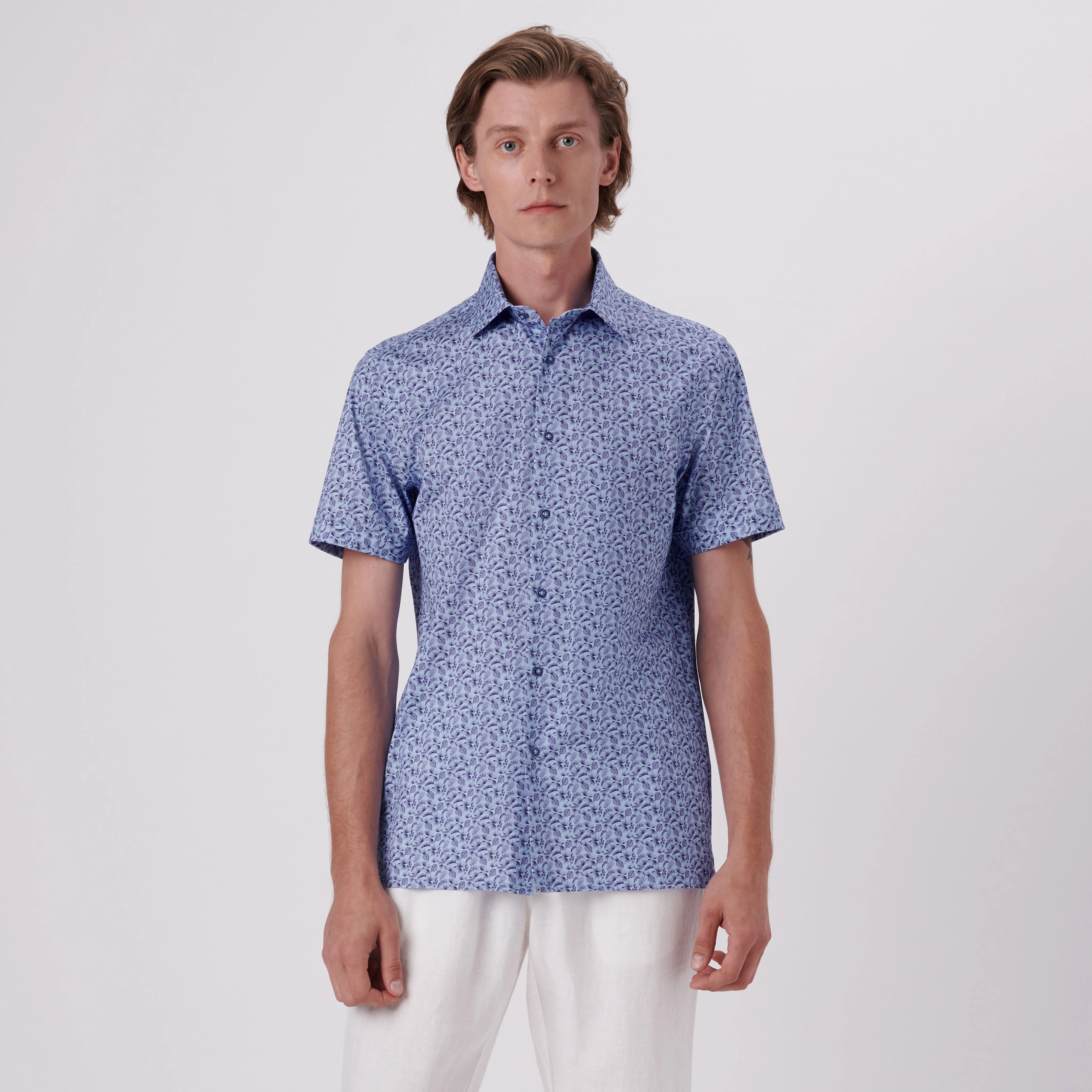 Milo Leaf Print OoohCotton Short Sleeve Shirt