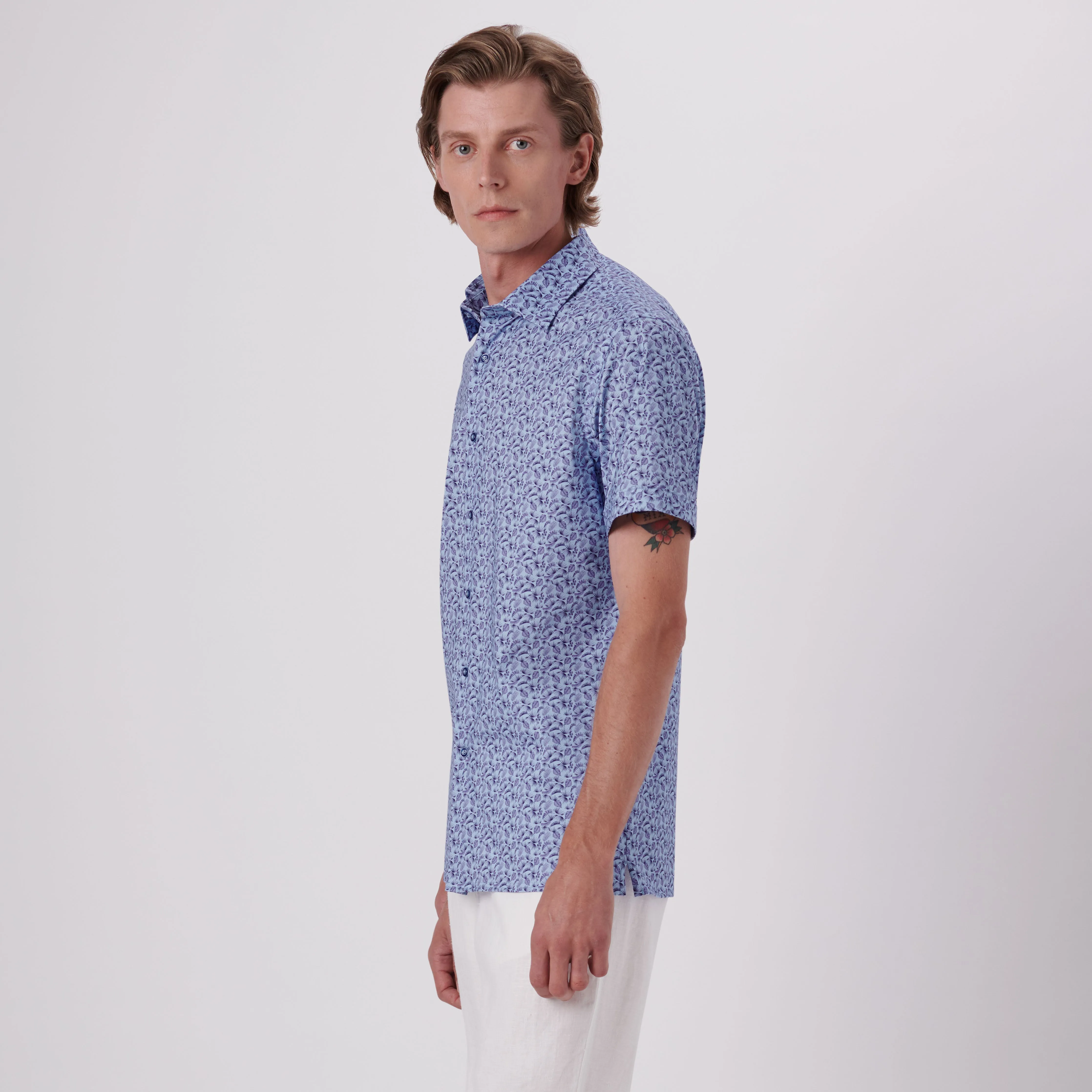 Milo Leaf Print OoohCotton Short Sleeve Shirt