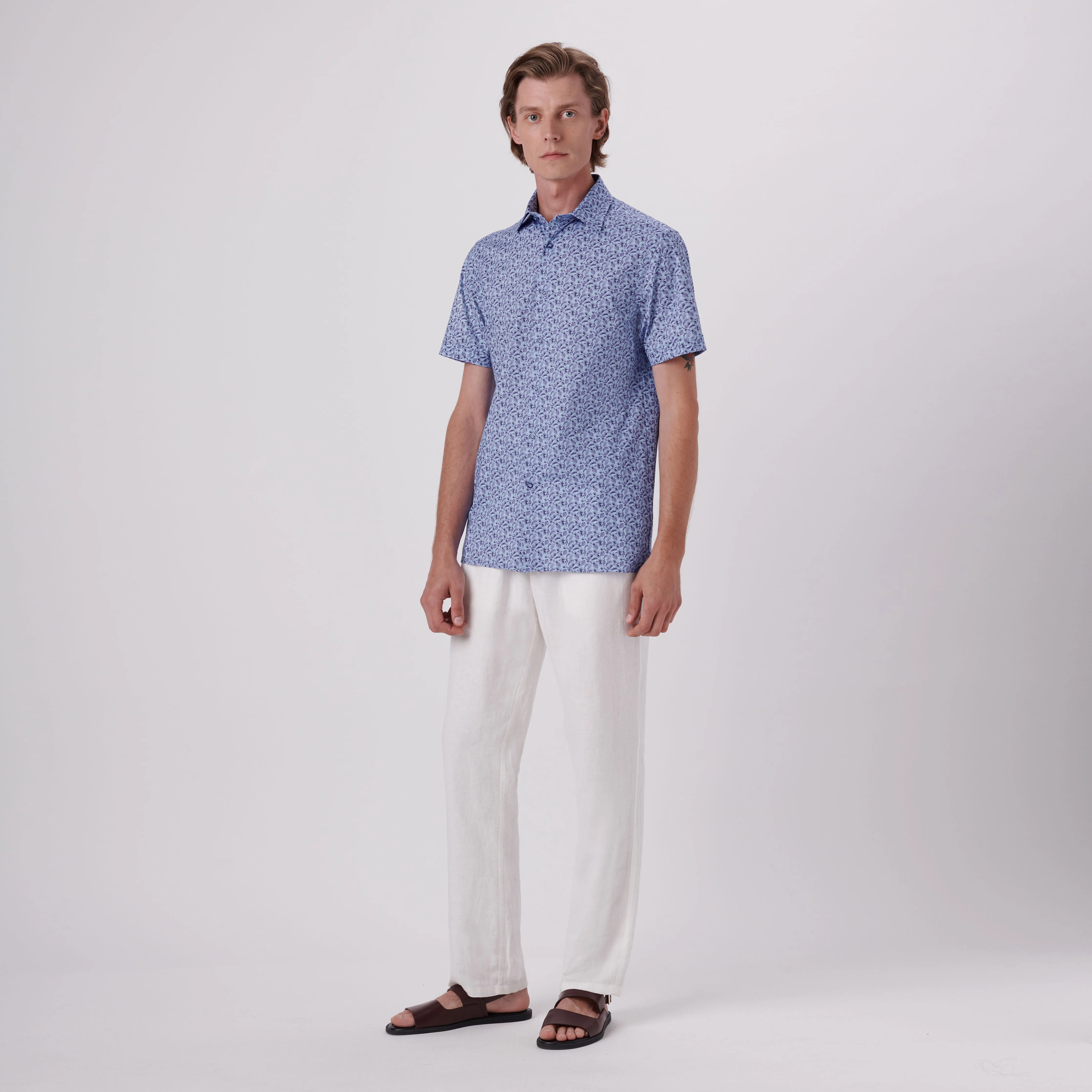 Milo Leaf Print OoohCotton Short Sleeve Shirt