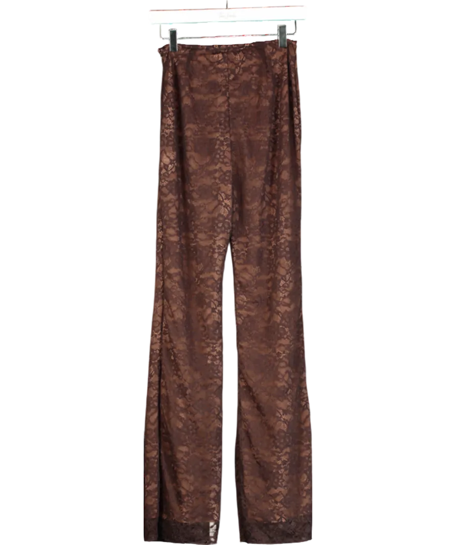 Mistress Rocks Brown Stretch Lace Trouser UK S