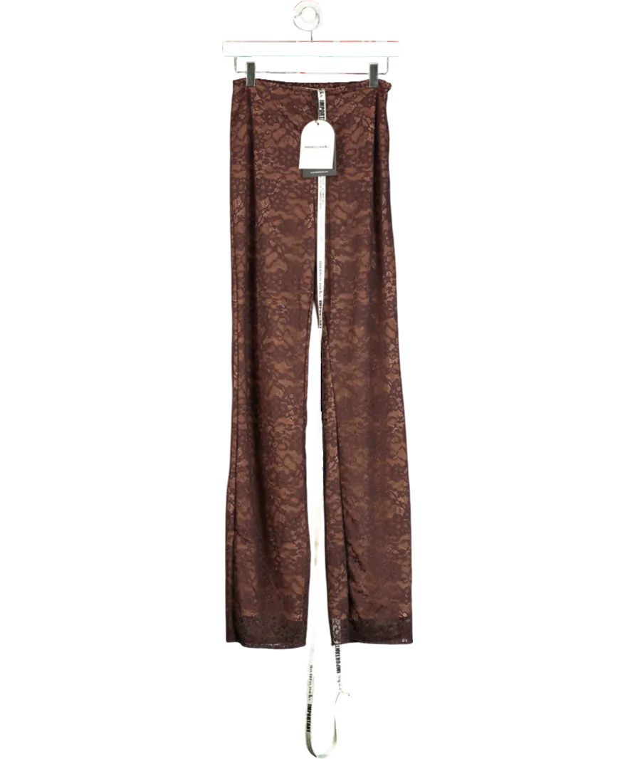 Mistress Rocks Brown Stretch Lace Trouser UK S